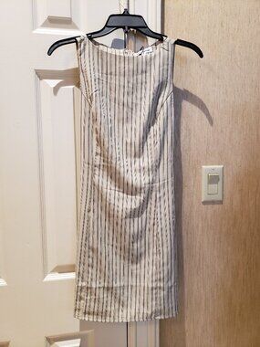 Pretty Garbage Beige Striped Dress with Sash = Sz S - New With Tags